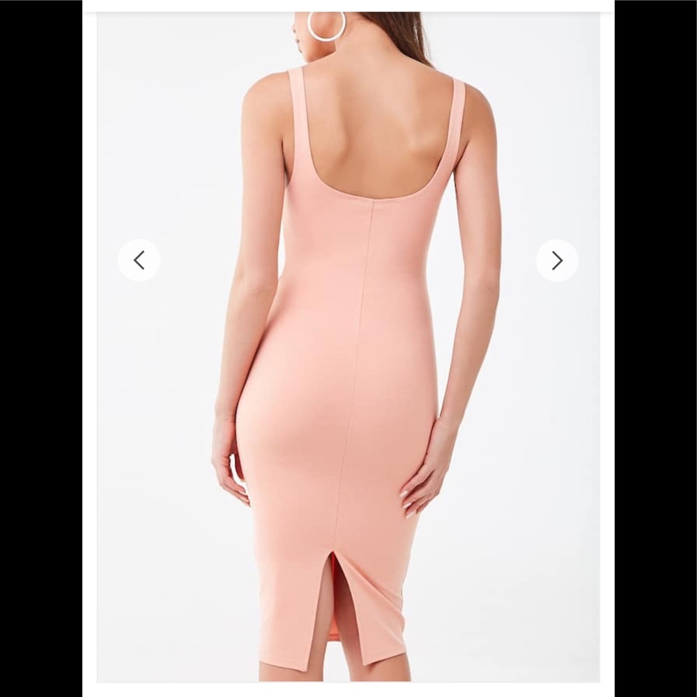 Forever 21 bodycon midi dress pink Small NEW - Picture 6 of 8